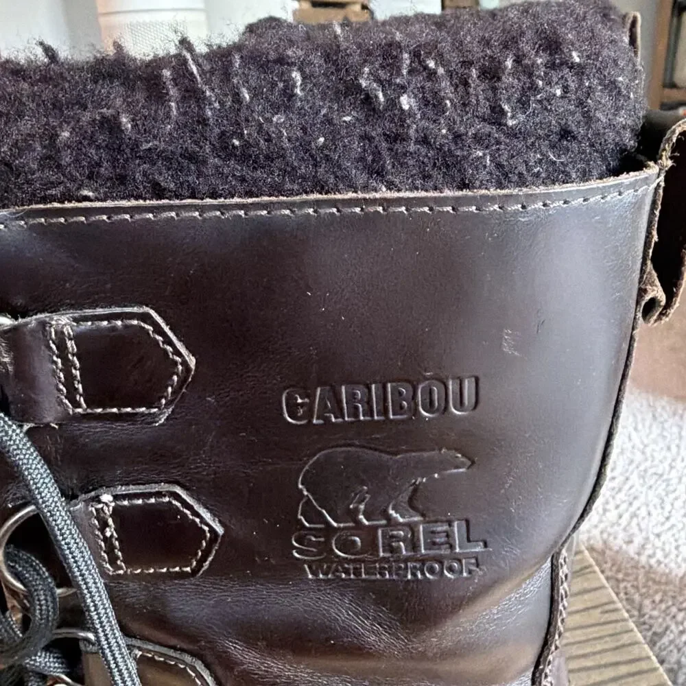 Sorel Caribou Wool Waterproof Winter Boots Men’s 8 Black Ochre NM1873-011 NIB
